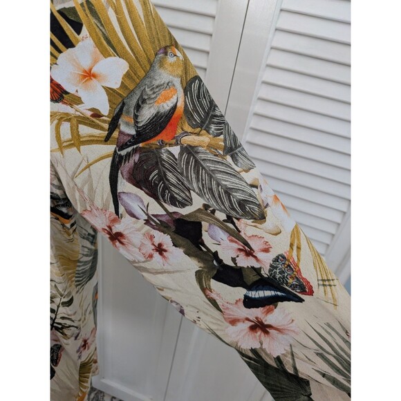 H&M Top Women's 12 Blouse Tropical Multicolor Hawaiian Parrots Vneck Tunic Coast - Picture 5 of 14